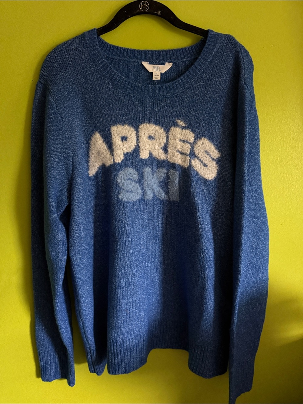 NWT Time & Tru Blue & White Stretch Apres Ski Long Sleeve Sweater Size XL